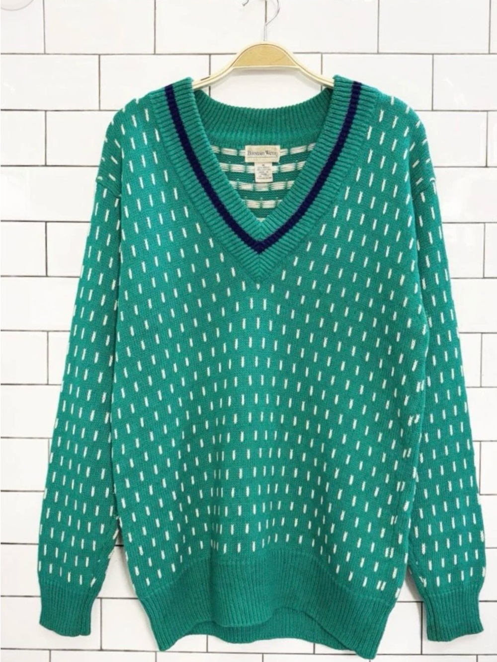 Vintage 80s boundary waters ramie-cotton birdseye v-neck sweater